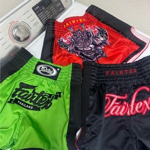 Fairtex lot Kids Muay Thai Shorts - Red, Black & Green